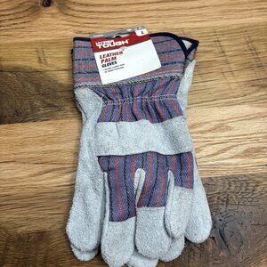 HYPER TOUGH Men’s Size L Multipurpose Soft Cowhide Leather Work Gloves • Grey